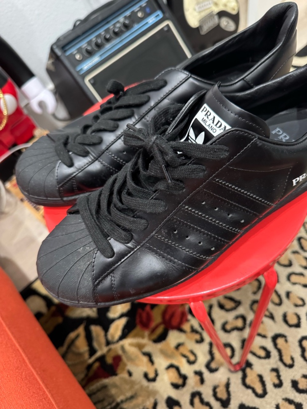 Prada Black Leather Low-Top Sneakers